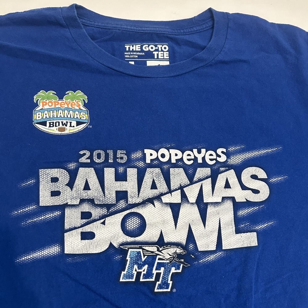 Adidas Go To Tee 2015 Popeyes Bahamas Bowl T Shirt Men Large MTSU Blue Raiders